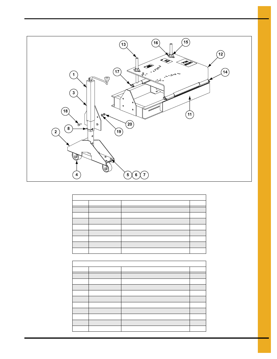 Motor mount jack and base assembly (gc09993), Parts list | Grain Systems Bucket Elevtors, Conveyors, Series II Sweeps PNEG-751-G2 User Manual | Page 91 / 104