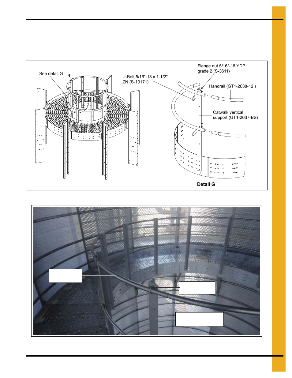 Installing handrail (gt1-2038-12i), 12' inside catwalk installation instructions | Grain Systems PNEG-1853 User Manual | Page 37 / 78
