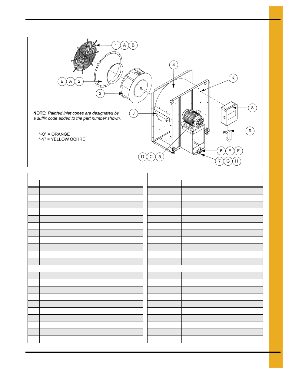 Main assembly - 1750 rpm fans (continued), Parts list | Grain Systems PNEG-163-08 User Manual | Page 35 / 78