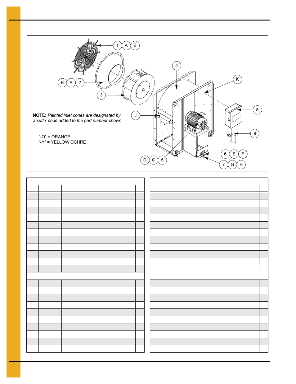 Main assembly - 1750 rpm fans (continued), Parts list | Grain Systems PNEG-163-08 User Manual | Page 36 / 78
