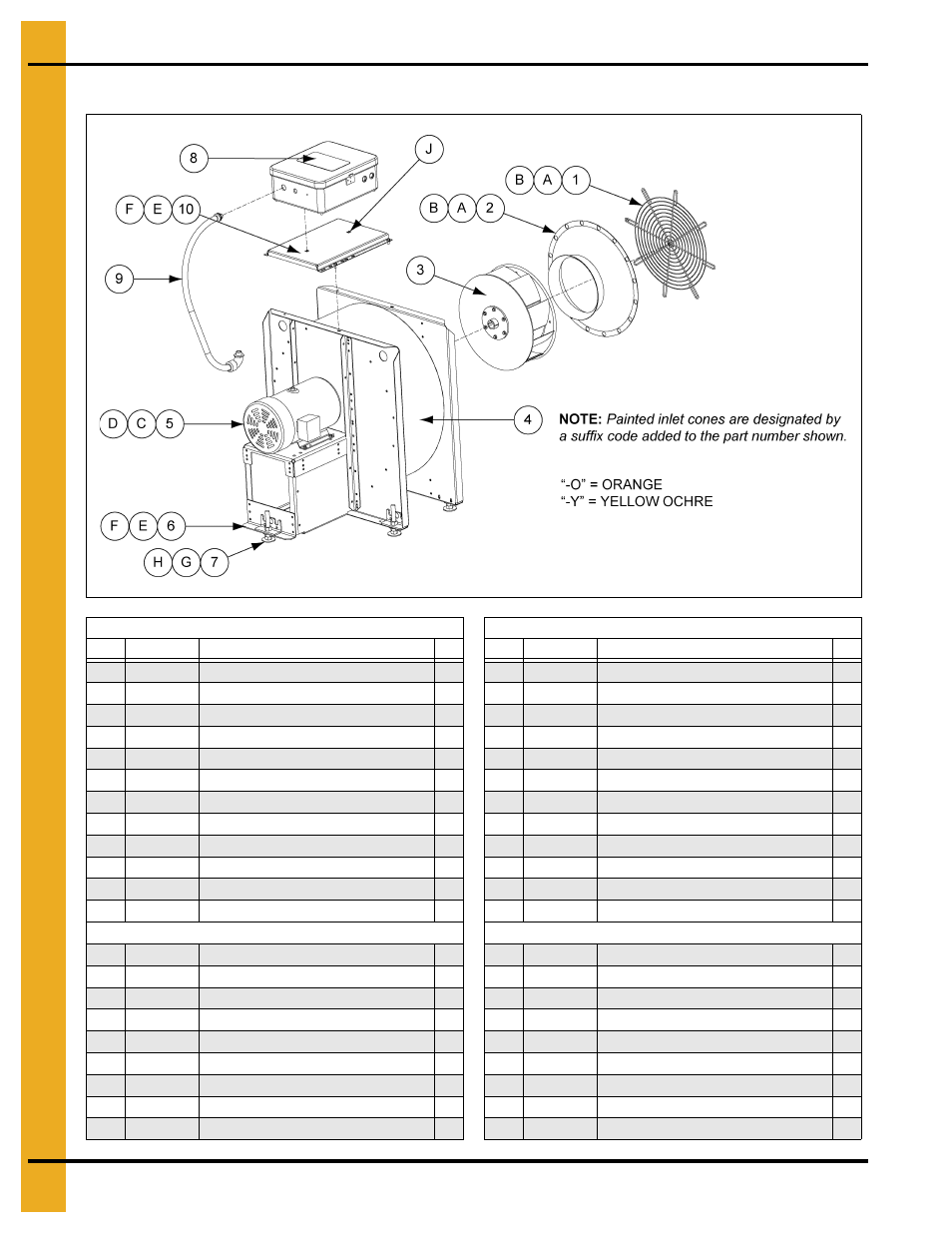 Main assembly - 3500 rpm fans (continued), Parts list | Grain Systems PNEG-163-08 User Manual | Page 40 / 78