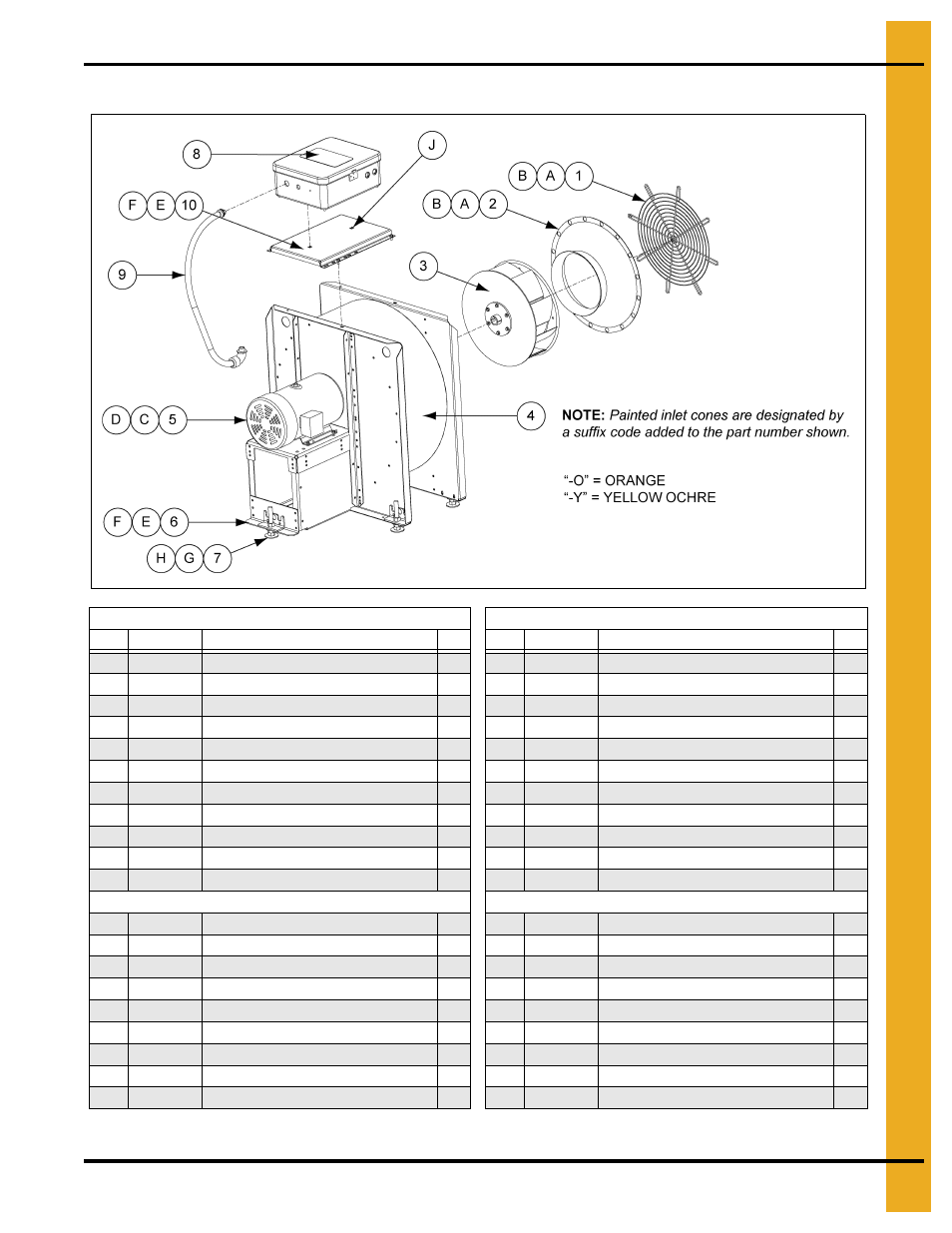 Main assembly - 3500 rpm fans (continued), Parts list | Grain Systems PNEG-163-08 User Manual | Page 41 / 78