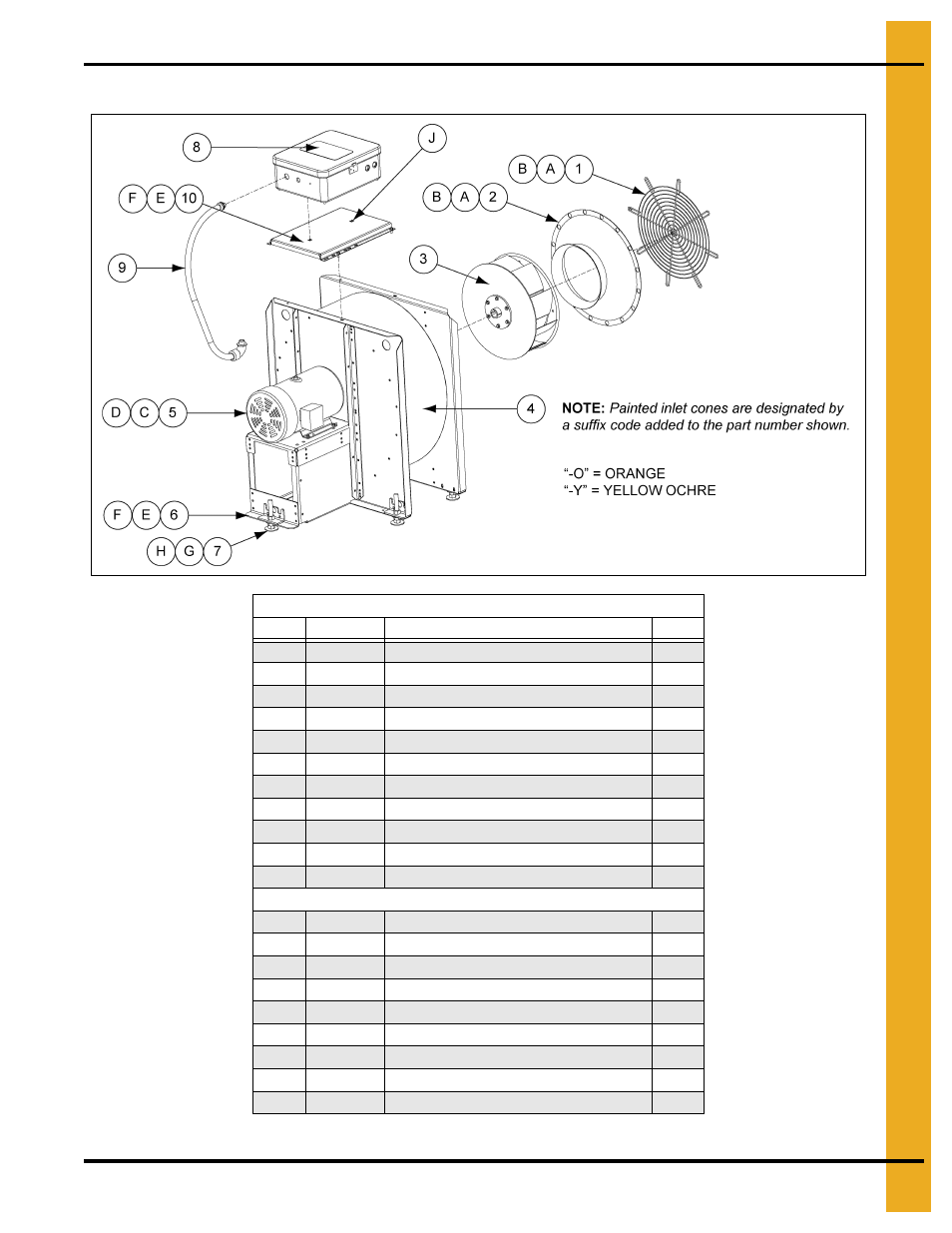 Main assembly - 3500 rpm fans (continued), Parts list | Grain Systems PNEG-163-08 User Manual | Page 43 / 78
