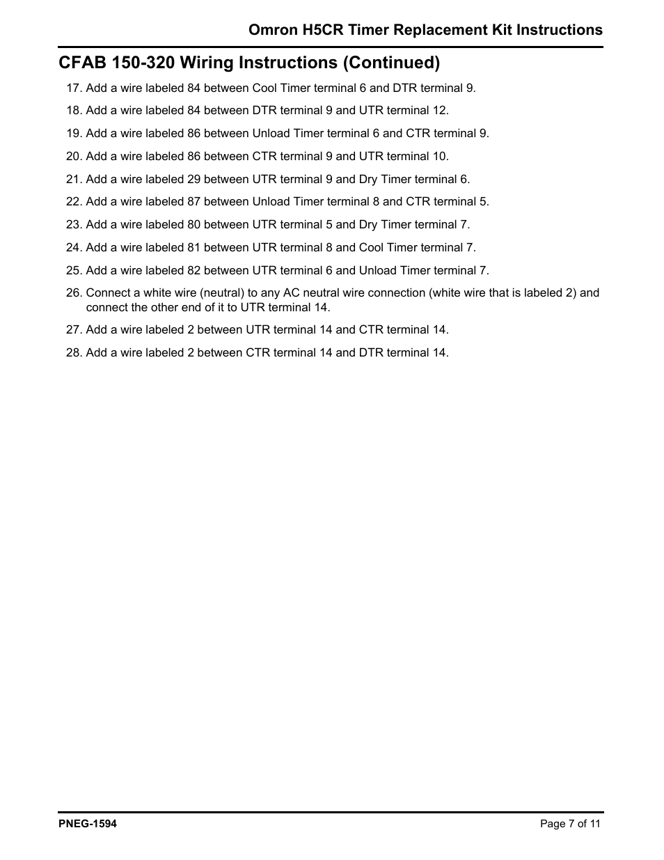 Omron h5cr timer replacement kit instructions | Grain Systems PNEG-1594 User Manual | Page 7 / 11