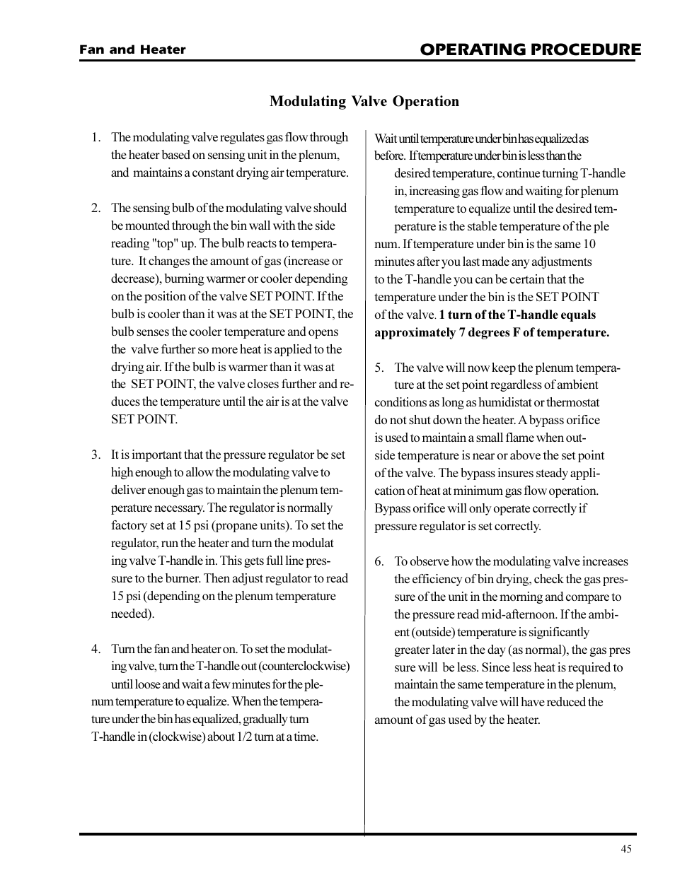 Operating procedure | Grain Systems PNEG-377 User Manual | Page 45 / 98