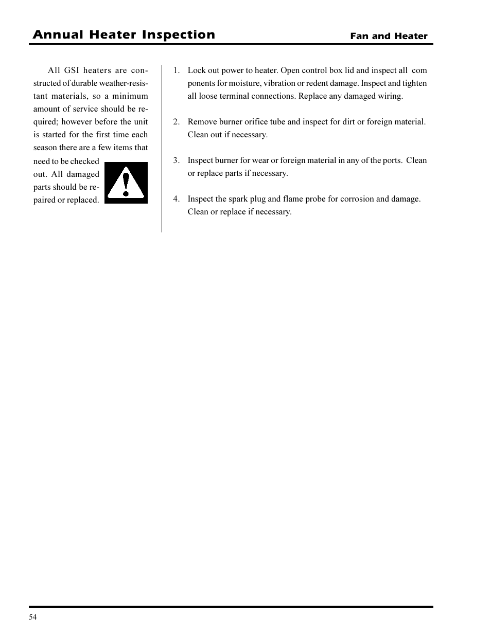 Annual heater inspection | Grain Systems PNEG-377 User Manual | Page 54 / 98