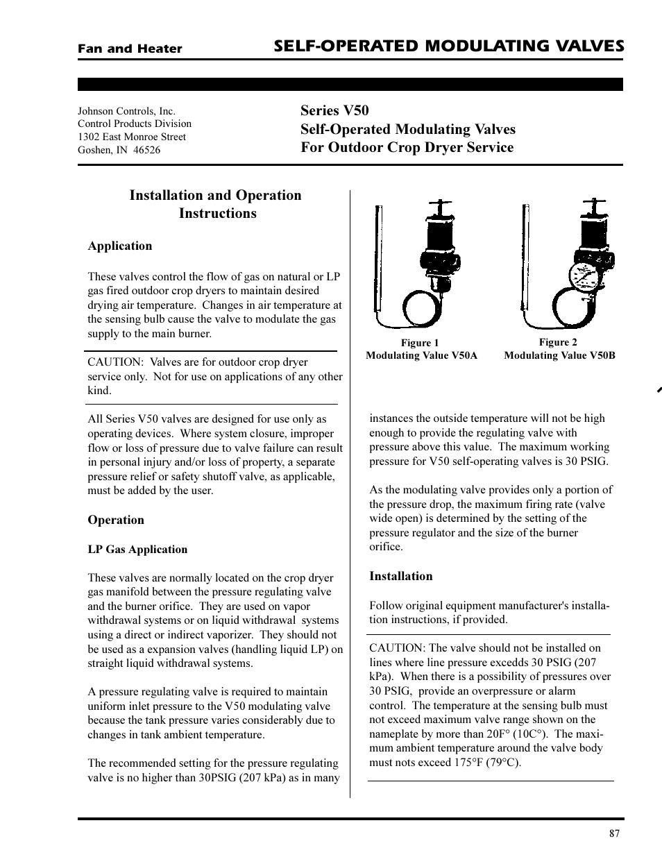 Self-operated modulating valves, Installation and operation instructions | Grain Systems PNEG-377 User Manual | Page 87 / 98