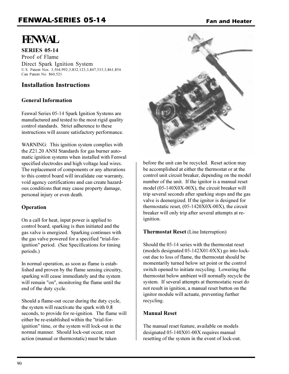 Fenwal, Fenwal-series 05-14, Installation instructions | Grain Systems PNEG-377 User Manual | Page 90 / 98