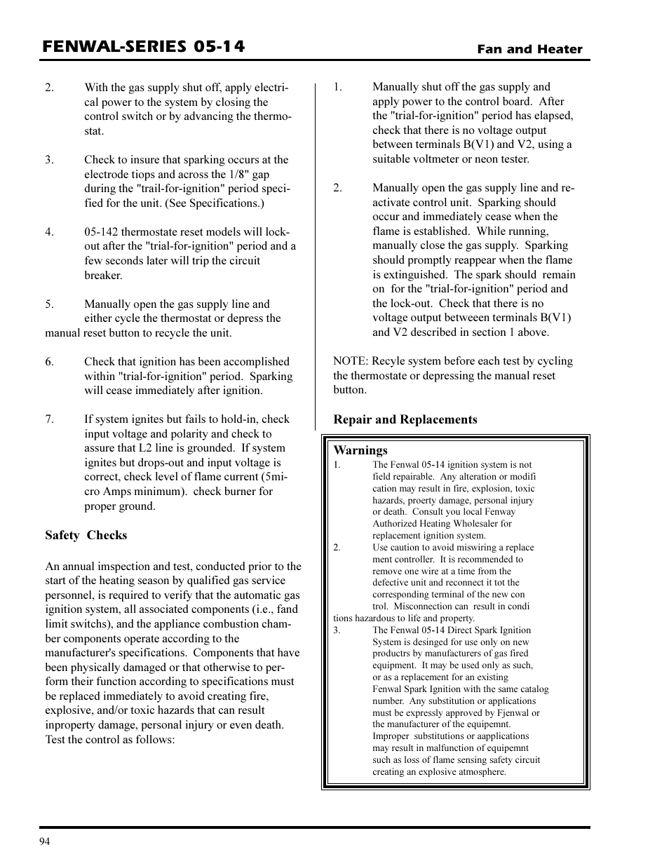 Fenwal-series 05-14 | Grain Systems PNEG-377 User Manual | Page 94 / 98