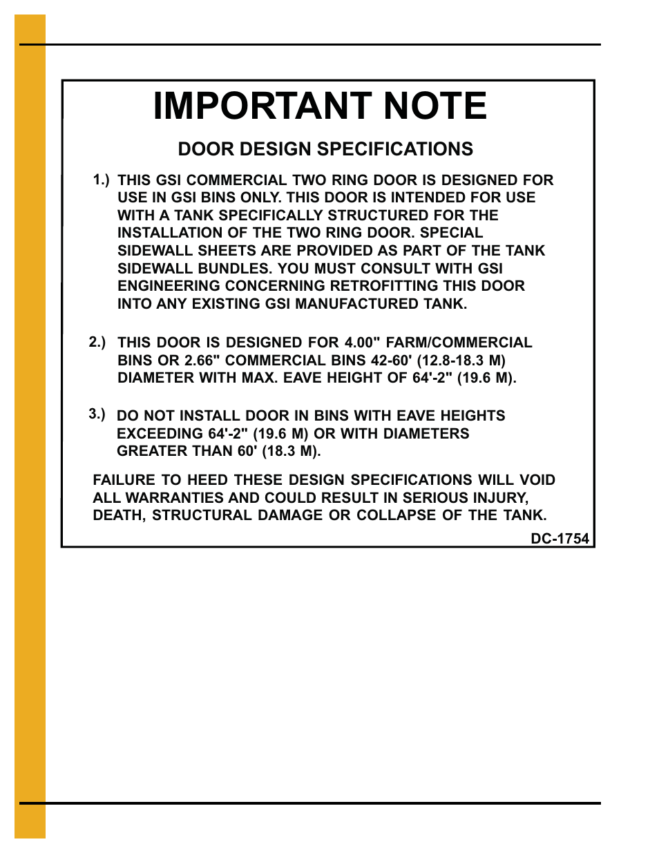 Door design specifications | Grain Systems Bin Accessories PNEG-1364 User Manual | Page 14 / 24