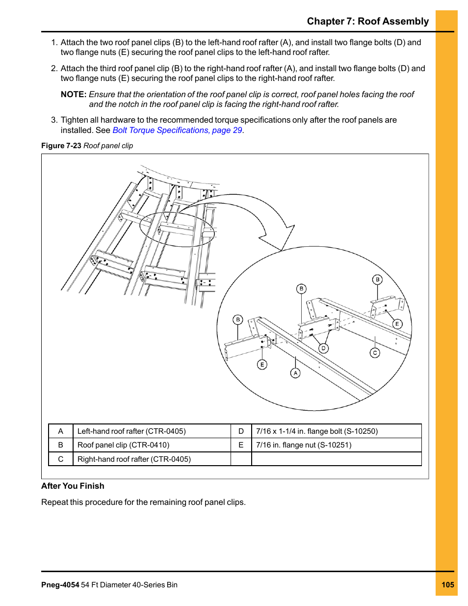 Chapter 7: roof assembly | Grain Systems Tanks PNEG-4054 User Manual | Page 105 / 164