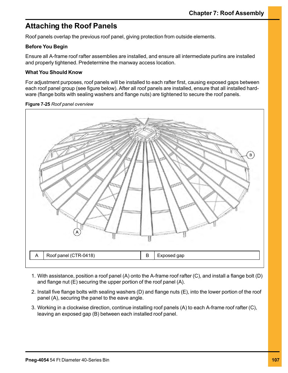 Attaching the roof panels | Grain Systems Tanks PNEG-4054 User Manual | Page 107 / 164