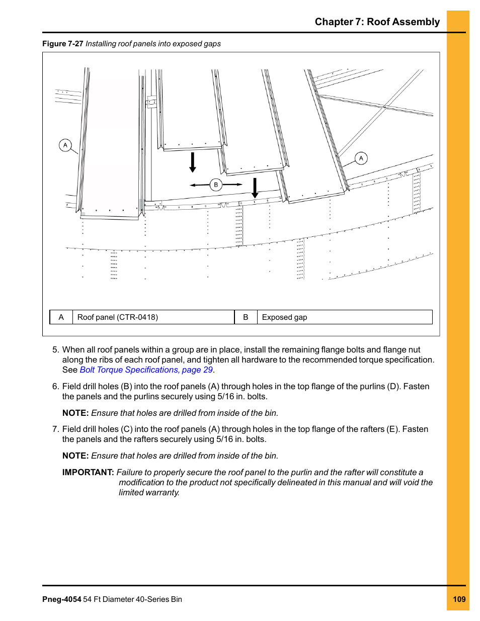 Chapter 7: roof assembly | Grain Systems Tanks PNEG-4054 User Manual | Page 109 / 164