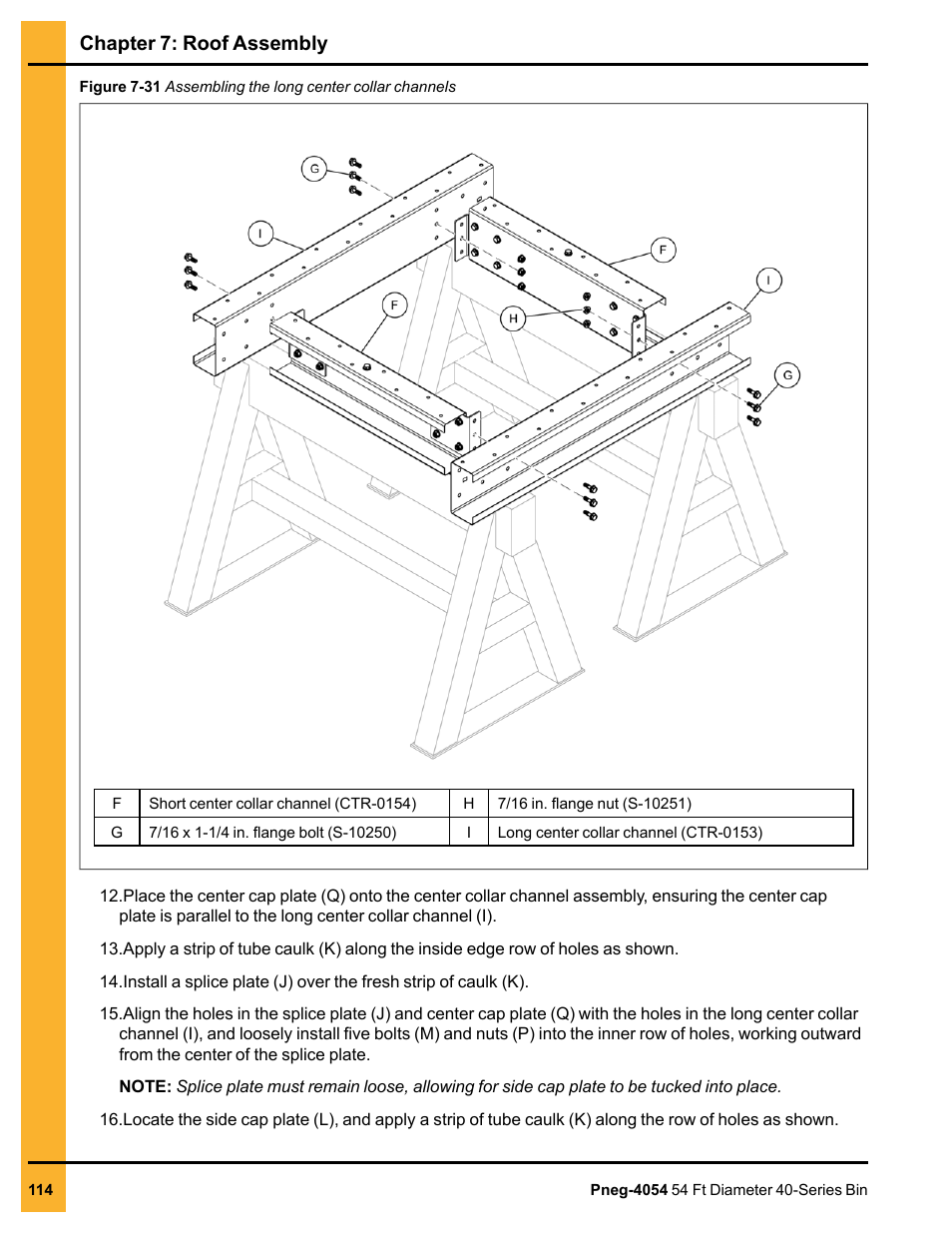 Chapter 7: roof assembly | Grain Systems Tanks PNEG-4054 User Manual | Page 114 / 164