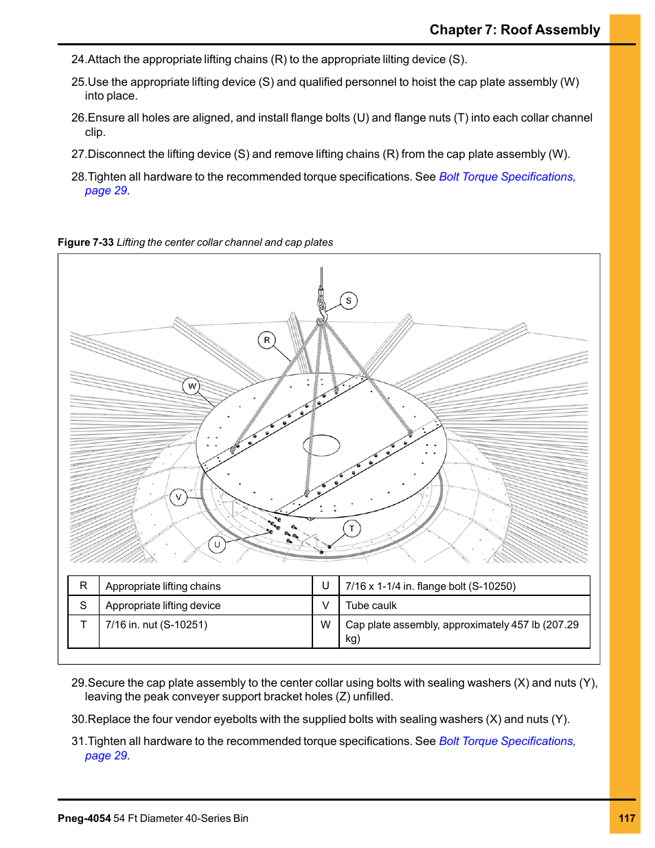 Chapter 7: roof assembly | Grain Systems Tanks PNEG-4054 User Manual | Page 117 / 164