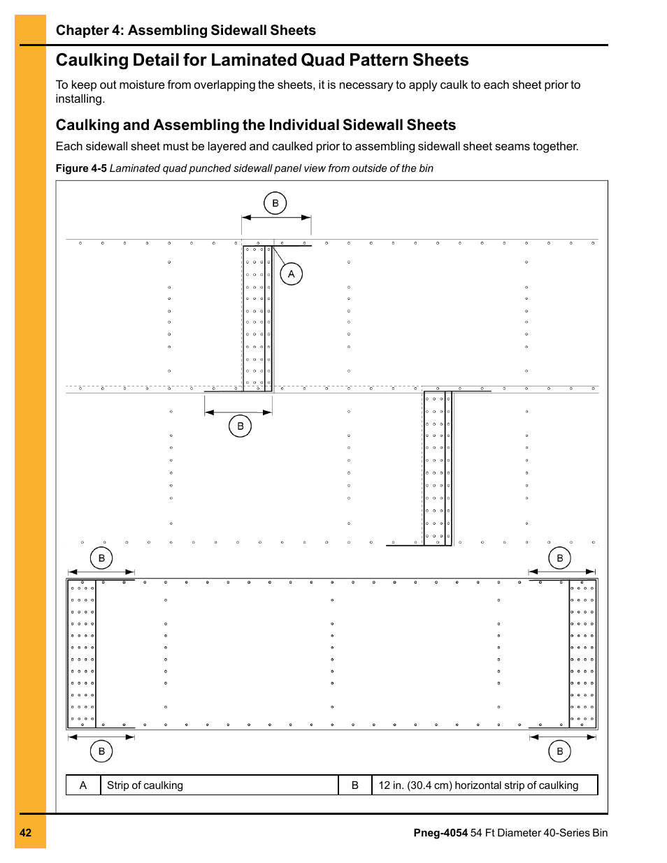 Caulking detail for laminated quad pattern sheets | Grain Systems Tanks PNEG-4054 User Manual | Page 42 / 164