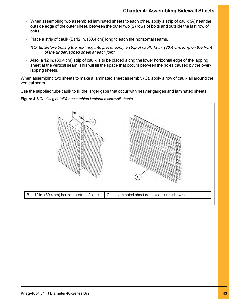 Chapter 4: assembling sidewall sheets | Grain Systems Tanks PNEG-4054 User Manual | Page 43 / 164