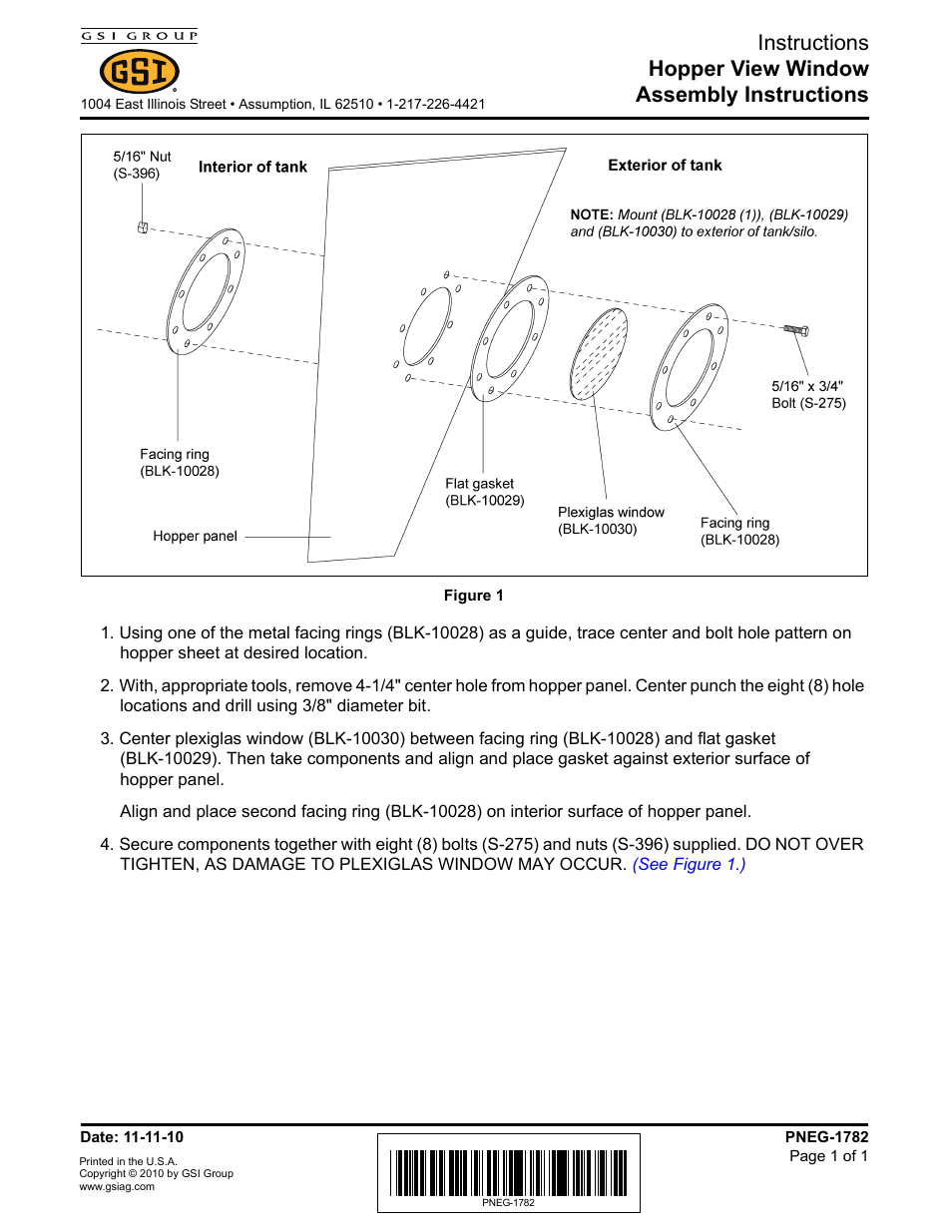 Grain Systems Bin Accessories PNEG-1782 User Manual | 1 page