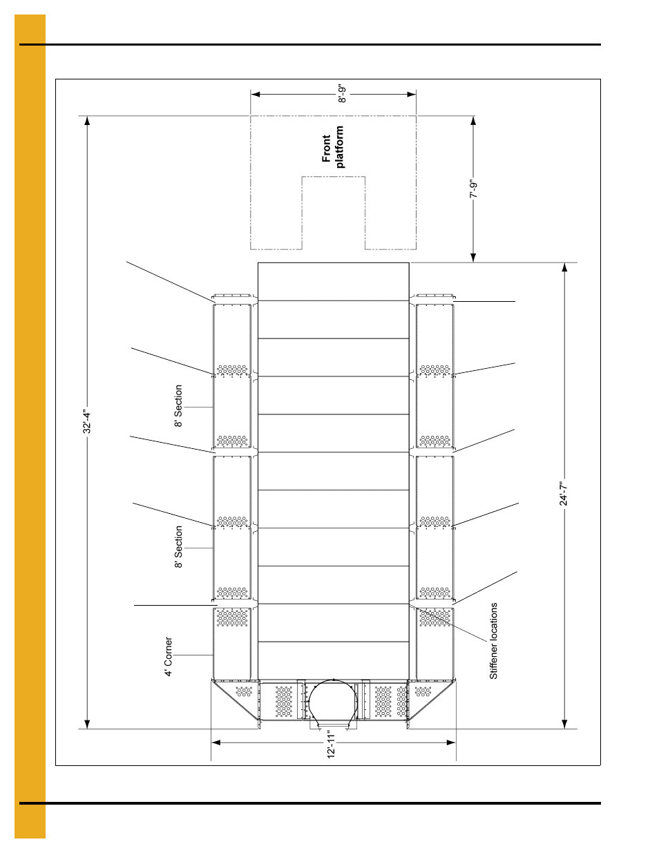 22' long dryer catwalk layout, Dryer dimensions, stiffener and catwalk locations | Grain Systems PNEG-1744 User Manual | Page 10 / 20