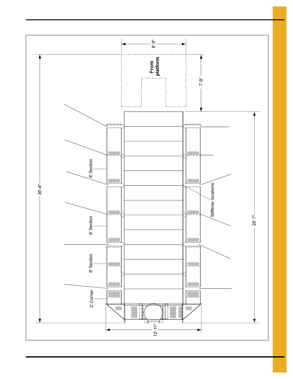 26' long dryer catwalk layout, Dryer dimensions, stiffener and catwalk locations | Grain Systems PNEG-1744 User Manual | Page 11 / 20