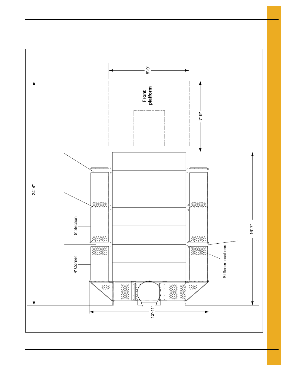 Dryer catwalk layouts, 14' long dryer catwalk layout, Dryer dimensions, stiffener and catwalk locations | Grain Systems PNEG-1744 User Manual | Page 7 / 20