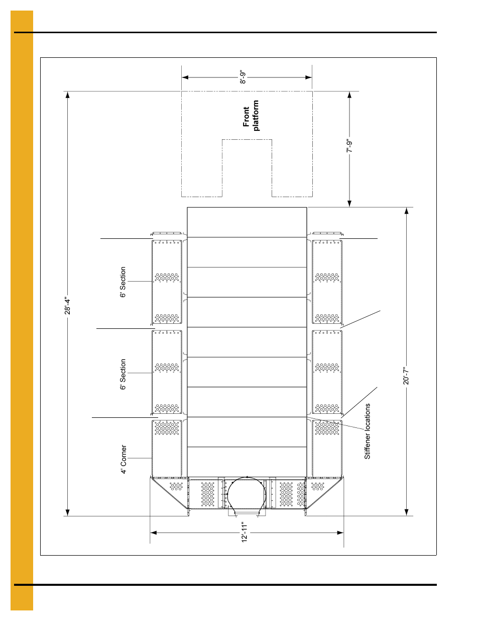 18' long dryer catwalk layout, Dryer dimensions, stiffener and catwalk locations | Grain Systems PNEG-1744 User Manual | Page 8 / 20
