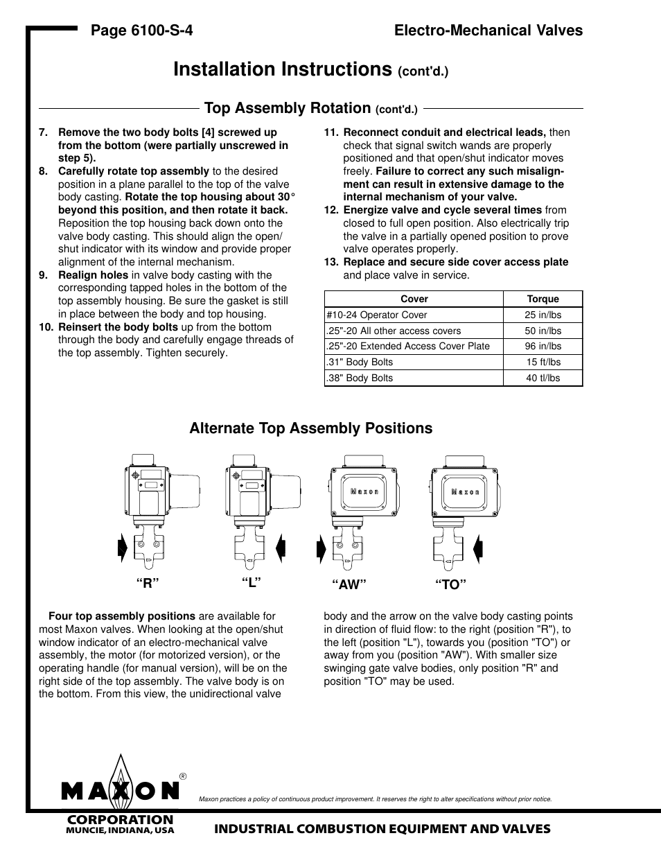 Installation instructions, Top assembly rotation, Alternate top assembly positions | Corporation, R” “l” “aw” “to | Grain Systems PNEG-526 User Manual | Page 118 / 192