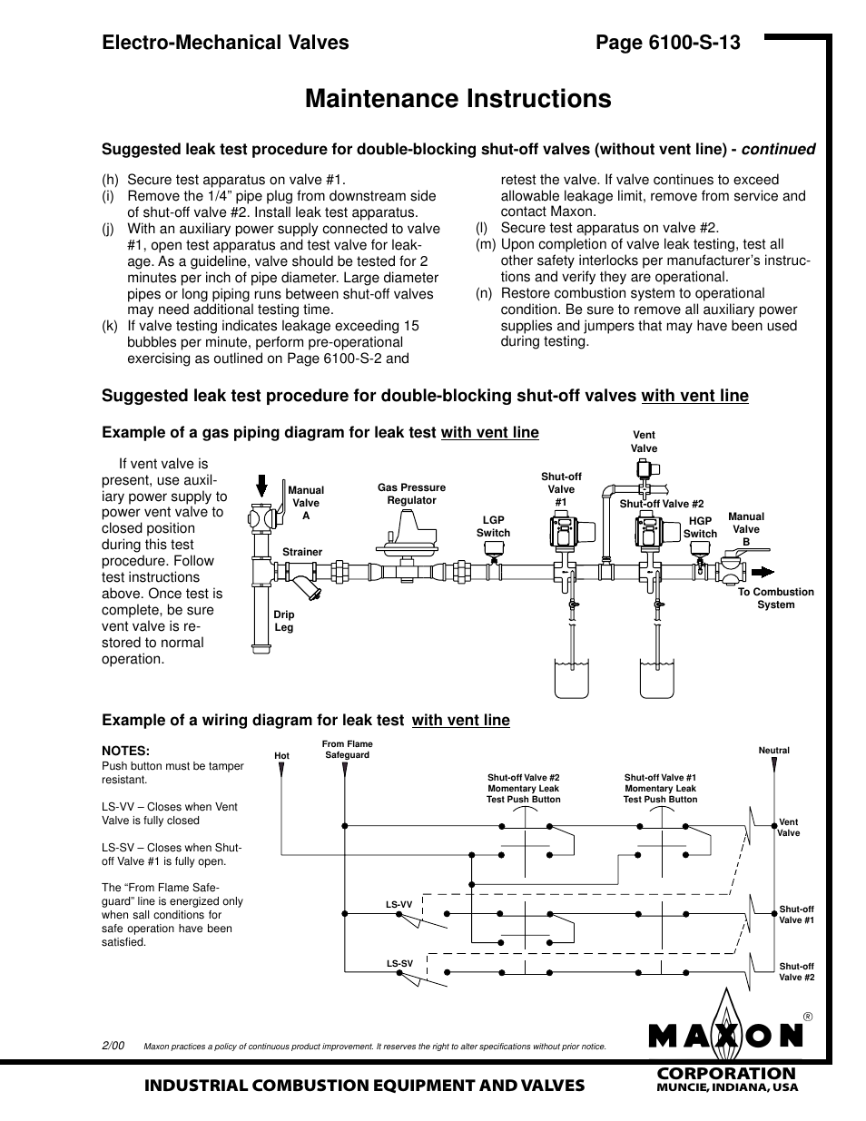 Maintenance instructions, Corporation, Industrial combustion equipment and valves | Grain Systems PNEG-526 User Manual | Page 127 / 192