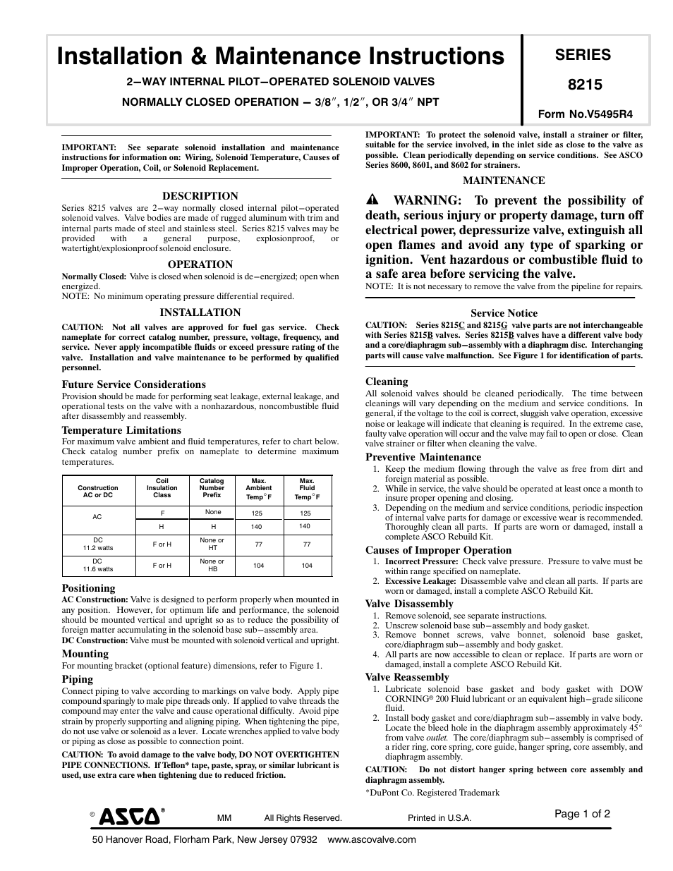 Installation & maintenance instructions, Series | Grain Systems PNEG-526 User Manual | Page 182 / 192