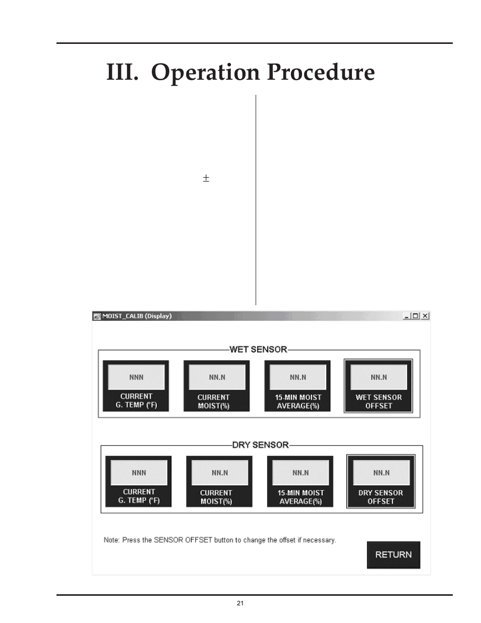 Iii. operation procedure | Grain Systems PNEG-526 User Manual | Page 21 / 192