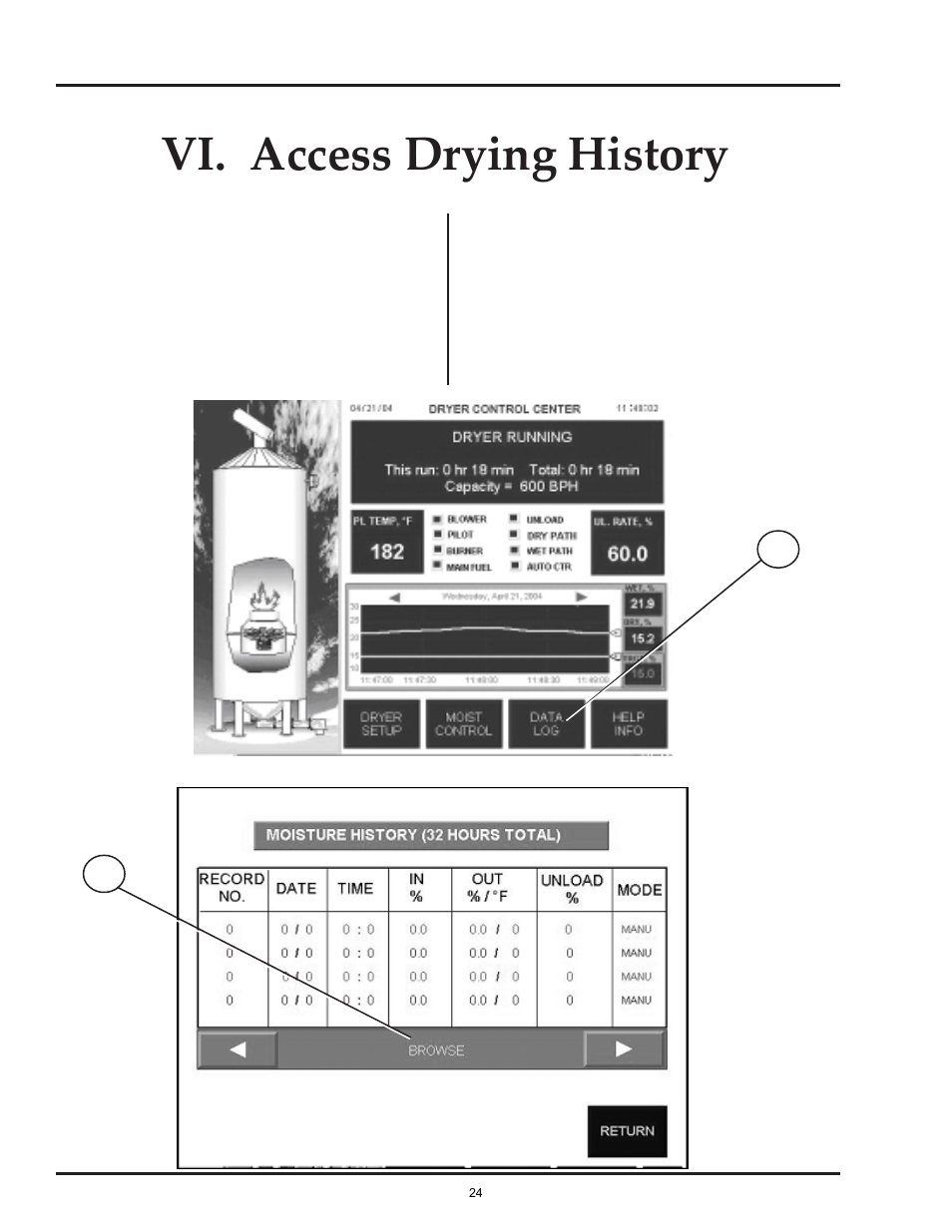 Vi. access drying history | Grain Systems PNEG-526 User Manual | Page 24 / 192