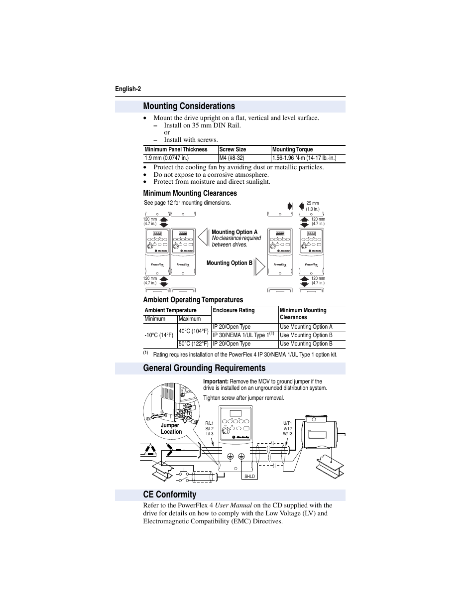 Mounting considerations, General grounding requirements, Ce conformity | Grain Systems PNEG-526 User Manual | Page 82 / 192