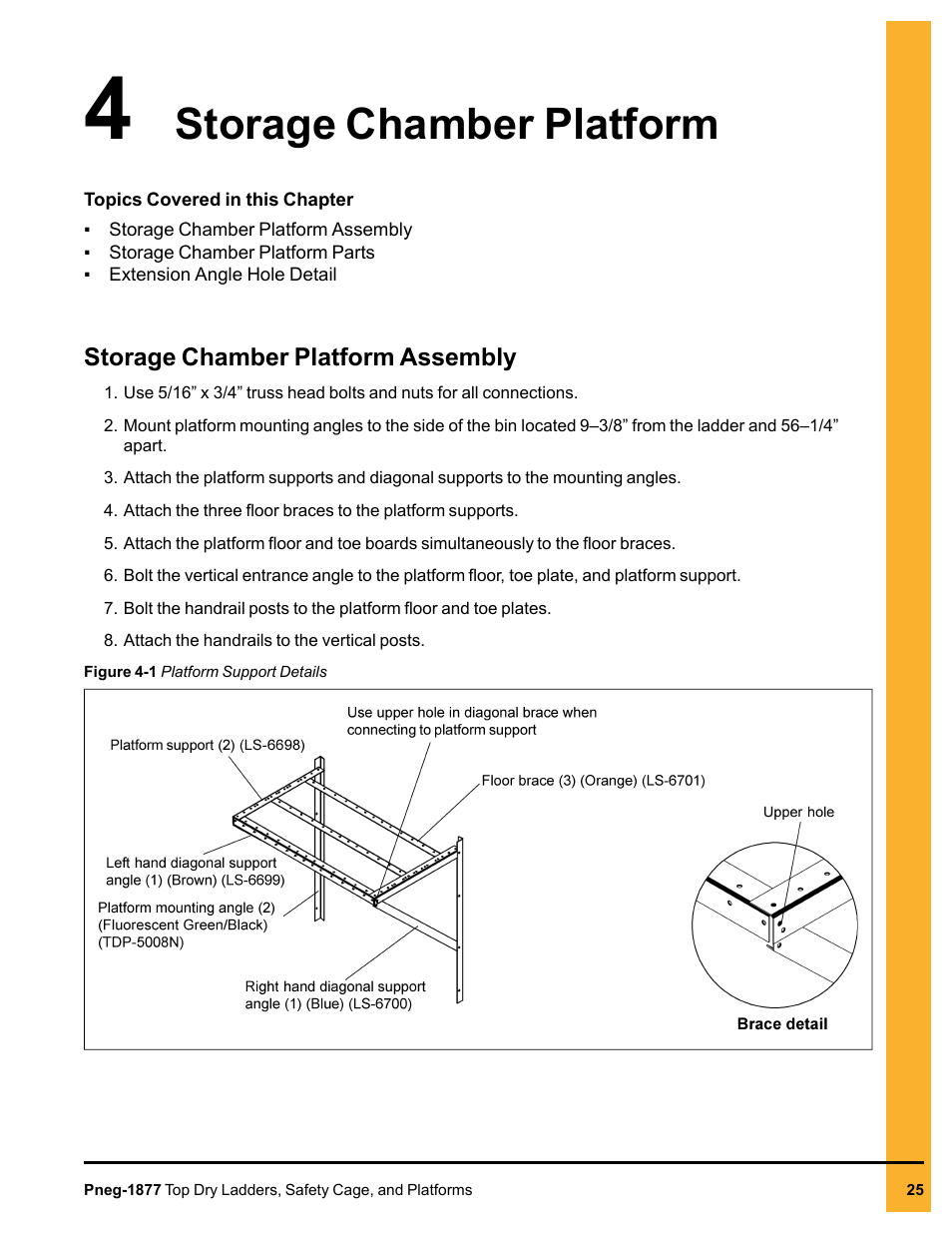 Chapter 4 storage chamber platform, Storage chamber platform assembly, Storage chamber platform | Grain Systems PNEG-1877 User Manual | Page 25 / 36