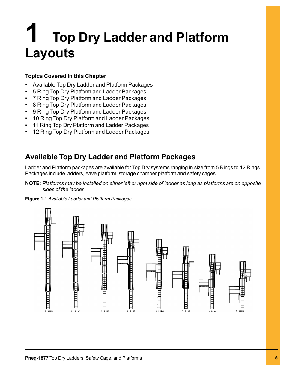 Chapter 1 top dry ladder and platform layouts, Available top dry ladder and platform packages, Top dry ladder and platform layouts | Grain Systems PNEG-1877 User Manual | Page 5 / 36