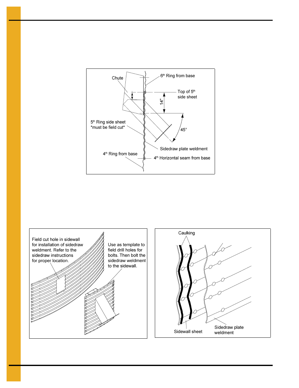 Sidedraw system installation (continued), Sidewall overlap, Caulking | Grain Systems Tanks PNEG-1400 User Manual | Page 52 / 54