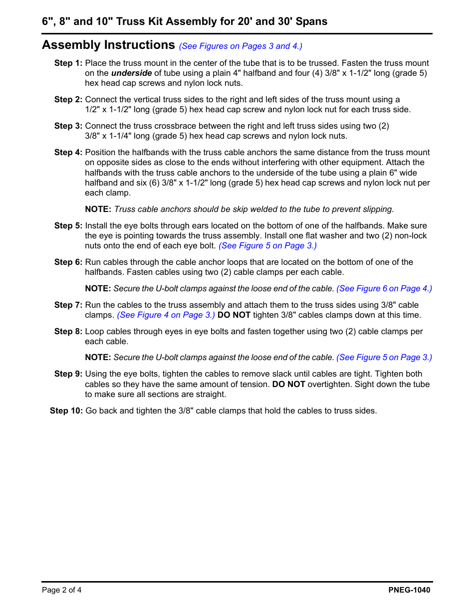 Assembly instructions | Grain Systems Unload Augers PNEG-1040 User Manual | Page 2 / 4