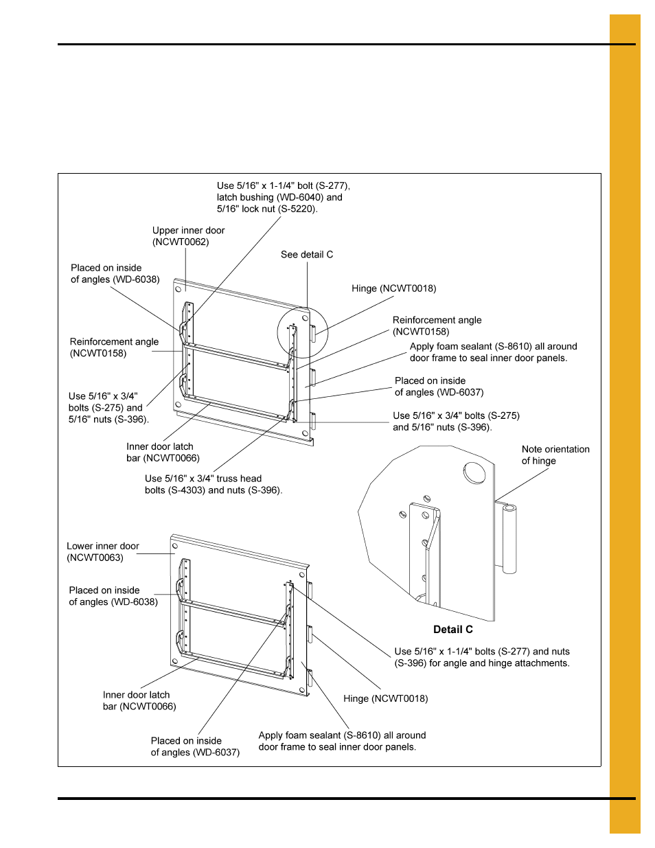 Inner door assembly (continued), Installation instructions | Grain Systems Bin Accessories PNEG-1885 User Manual | Page 17 / 26
