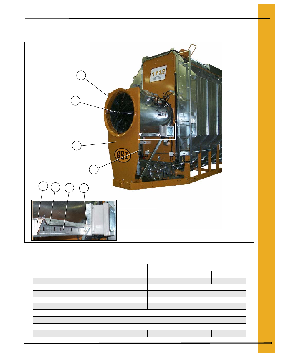 Ladder and step assemblies, Main structure assembly, Fan access step | Fan access step parts list | Grain Systems PNEG-545 User Manual | Page 19 / 70