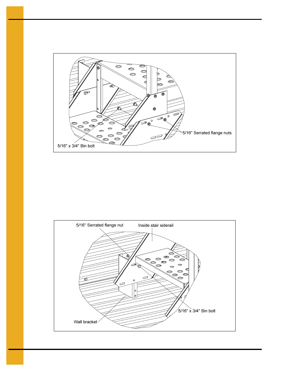 Inside stair siderail attachment to wall bracket | Grain Systems Bin Accessories PNEG-1112 User Manual | Page 28 / 52