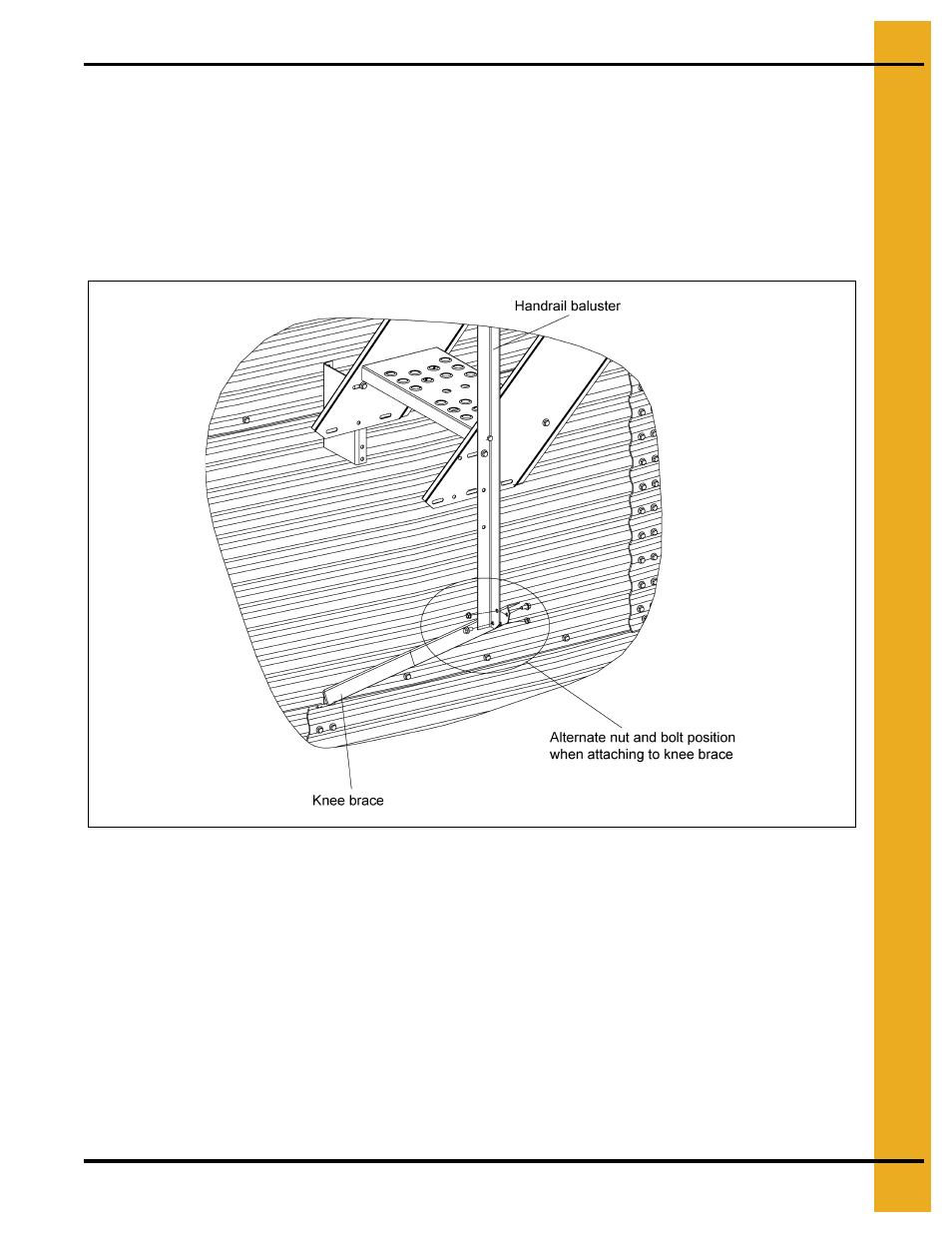 Attach handrail baluster to knee brace | Grain Systems Bin Accessories PNEG-1112 User Manual | Page 29 / 52