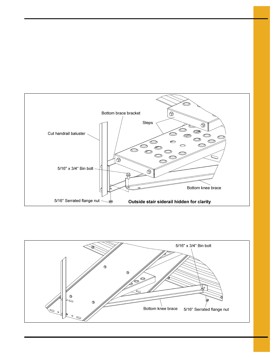 Lower support of the stairs, Bottom knee brace | Grain Systems Bin Accessories PNEG-1112 User Manual | Page 37 / 52