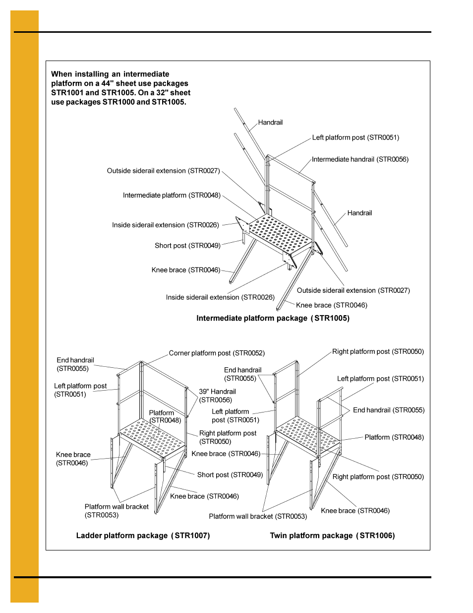 Parts list, Chapter 3 parts list, Optional platform packages | Grain Systems Bin Accessories PNEG-1112 User Manual | Page 42 / 52