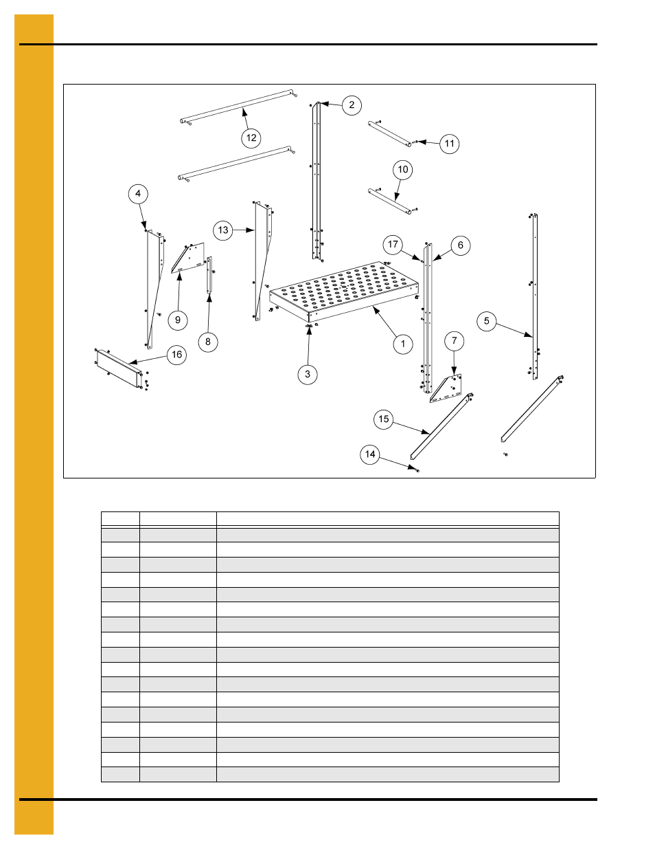 Sidewall stair platform components (str1003), Parts list | Grain Systems Bin Accessories PNEG-1112 User Manual | Page 46 / 52