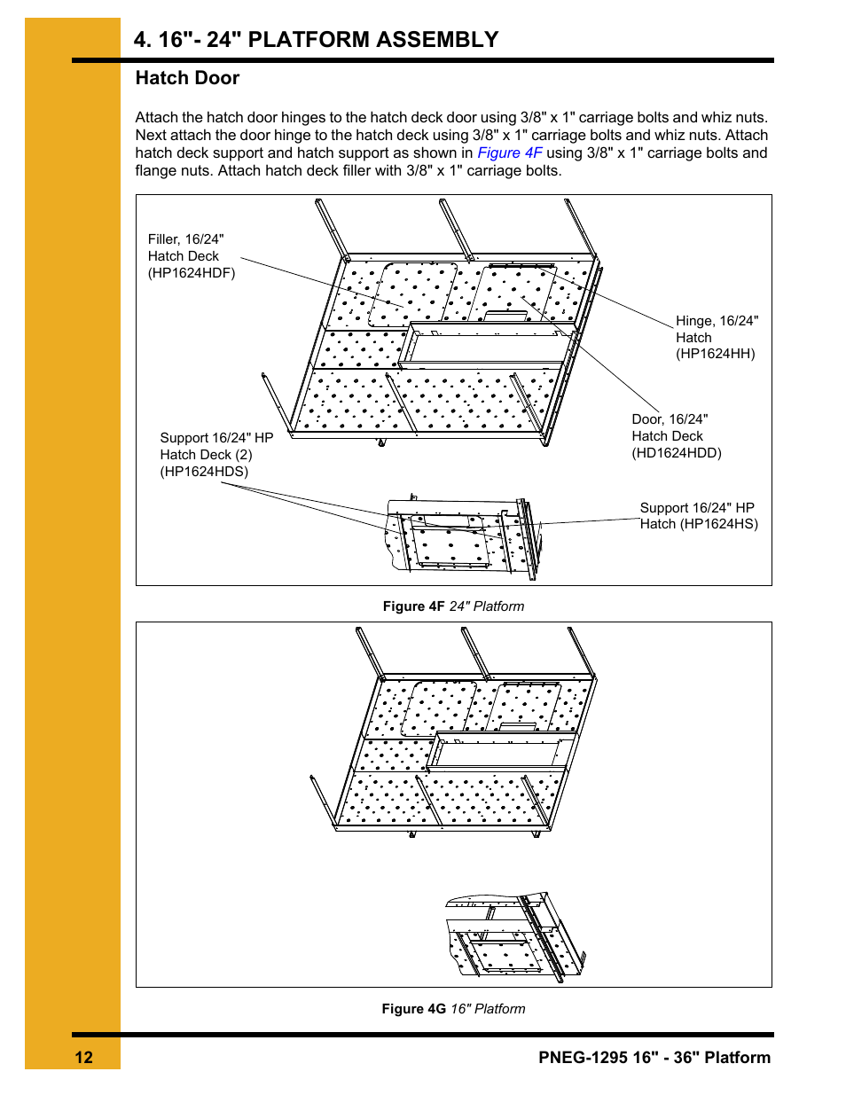 Hatch door, 16"- 24" platform assembly | Grain Systems Bucket Elevtors, Conveyors, Series II Sweeps PNEG-1295 User Manual | Page 12 / 46
