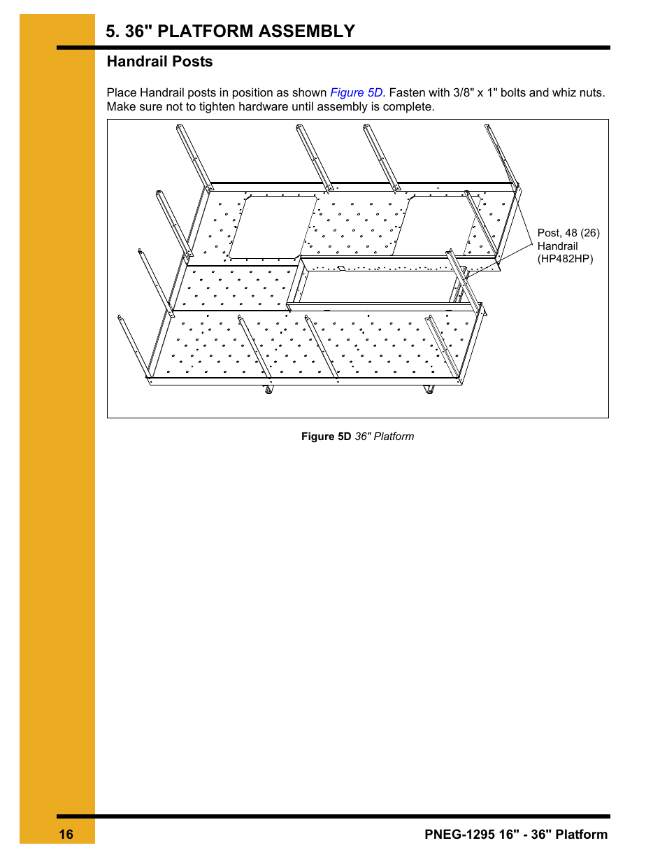 Handrail posts, 36" platform assembly | Grain Systems Bucket Elevtors, Conveyors, Series II Sweeps PNEG-1295 User Manual | Page 16 / 46