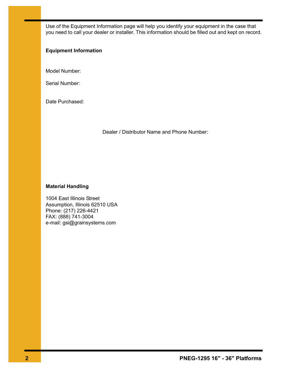 Grain Systems Bucket Elevtors, Conveyors, Series II Sweeps PNEG-1295 User Manual | Page 2 / 46