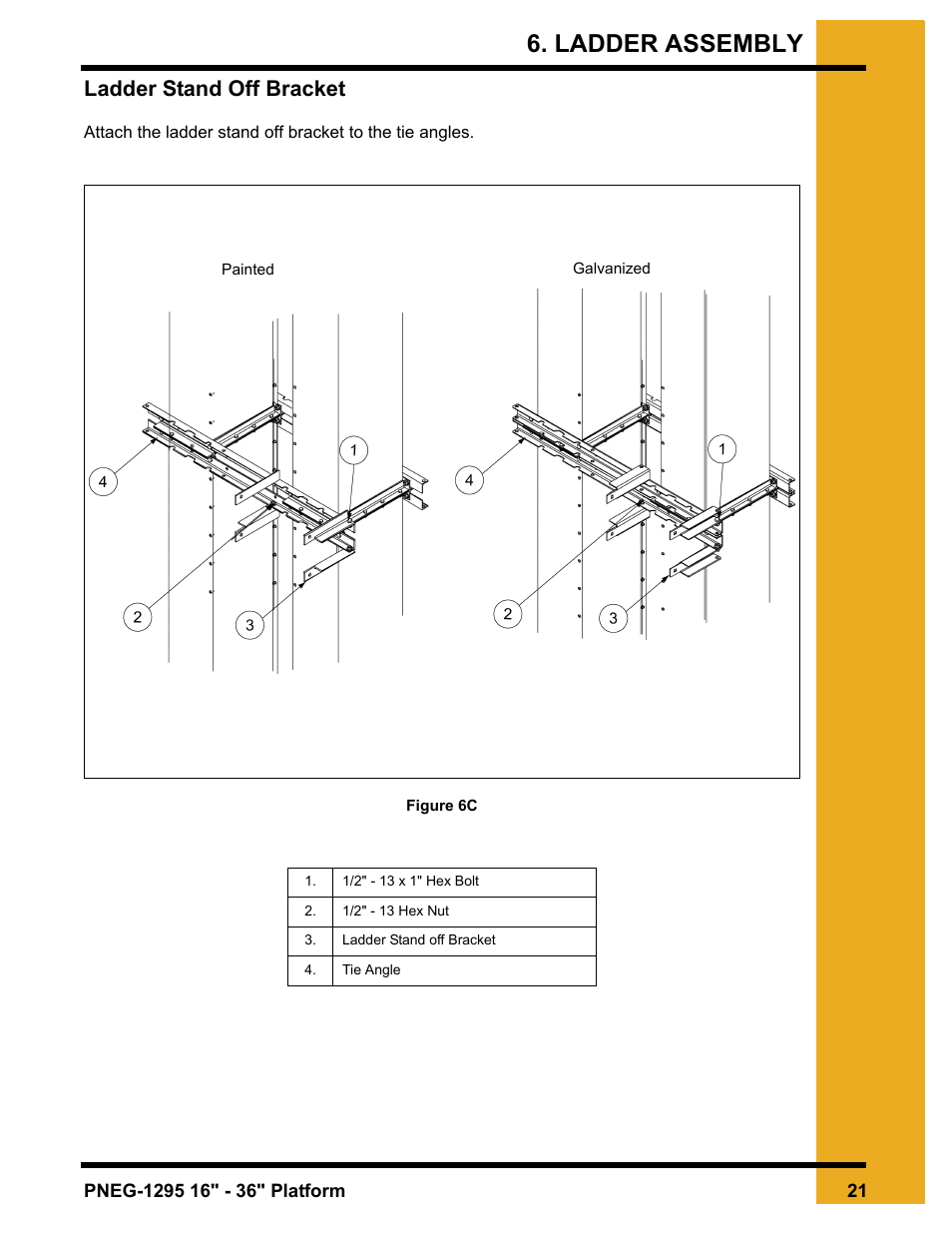 Ladder stand off bracket, Ladder assembly | Grain Systems Bucket Elevtors, Conveyors, Series II Sweeps PNEG-1295 User Manual | Page 21 / 46