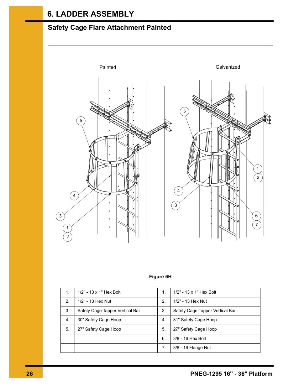 Safety cage flare attachment painted, Ladder assembly | Grain Systems Bucket Elevtors, Conveyors, Series II Sweeps PNEG-1295 User Manual | Page 26 / 46