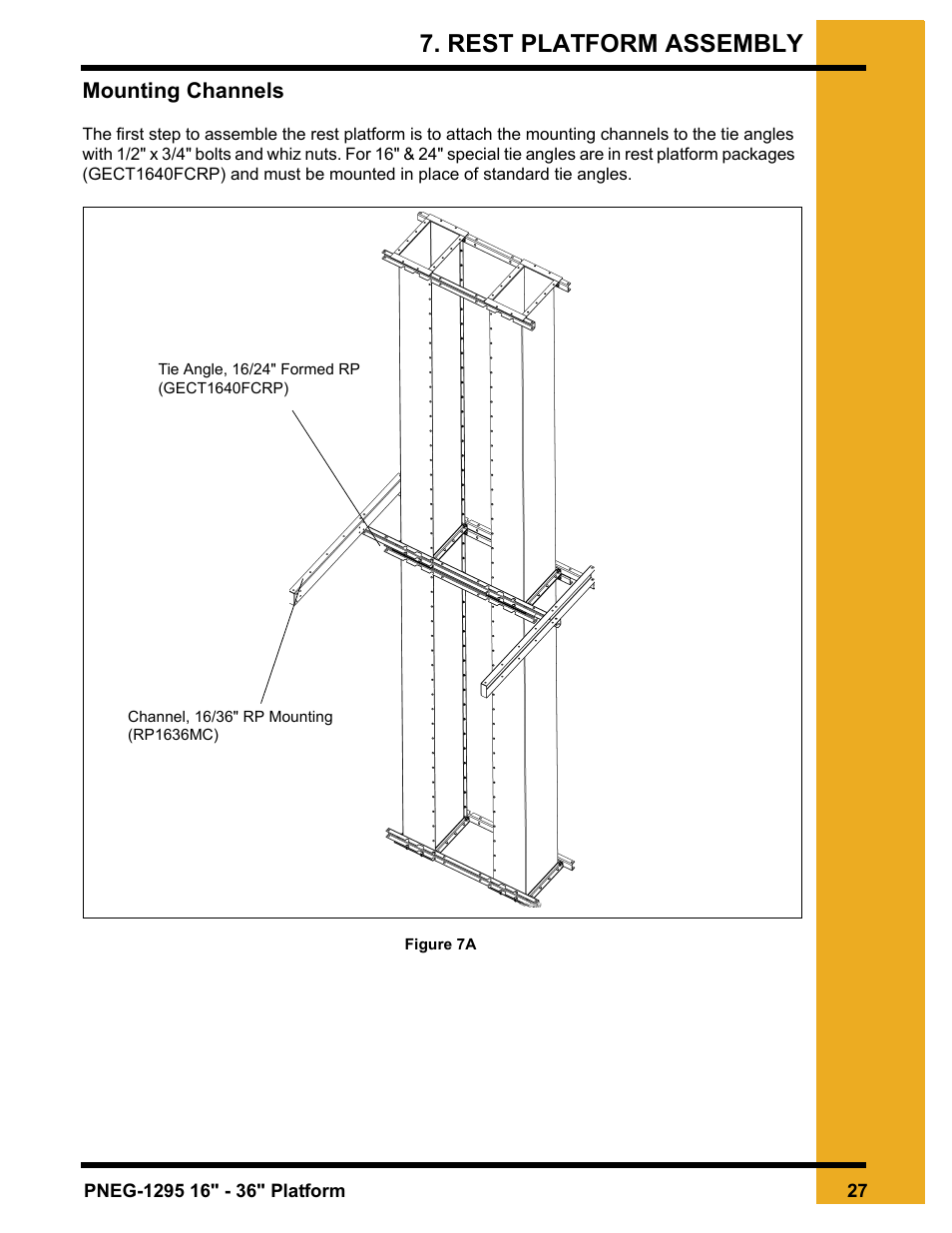 Rest platform assembly, Chapter 7 rest platform assembly, Mounting channels | Grain Systems Bucket Elevtors, Conveyors, Series II Sweeps PNEG-1295 User Manual | Page 27 / 46