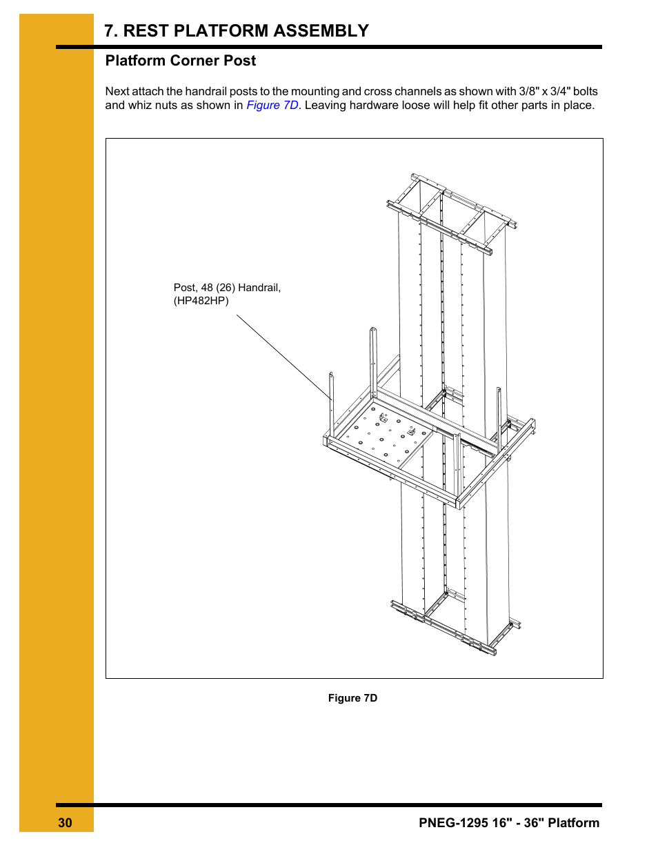 Platform corner post, Rest platform assembly | Grain Systems Bucket Elevtors, Conveyors, Series II Sweeps PNEG-1295 User Manual | Page 30 / 46